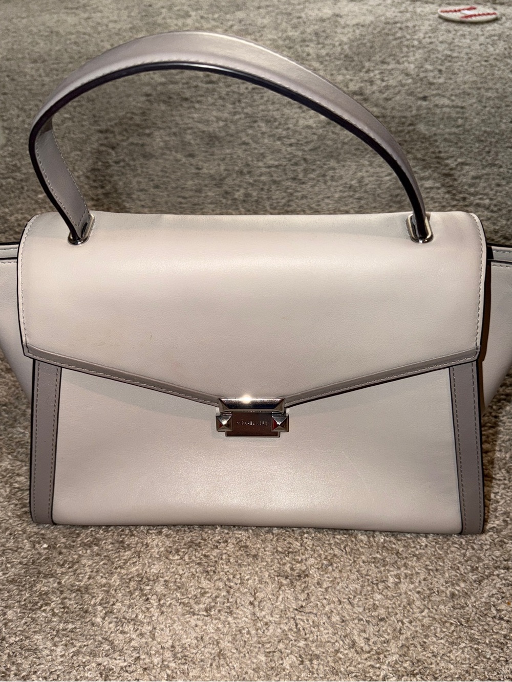Michael Kors Light Gray and Pale Gray Leather Top-Handle Satchel